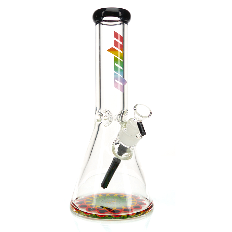 MOB Glass 12in 9mm Rainbow Beaker Water Pipe