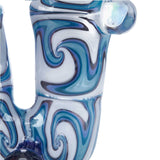 2 Dog Star Blue and White Wig Wag Design Sherlock Smoking Pipe Premium Heady Glass