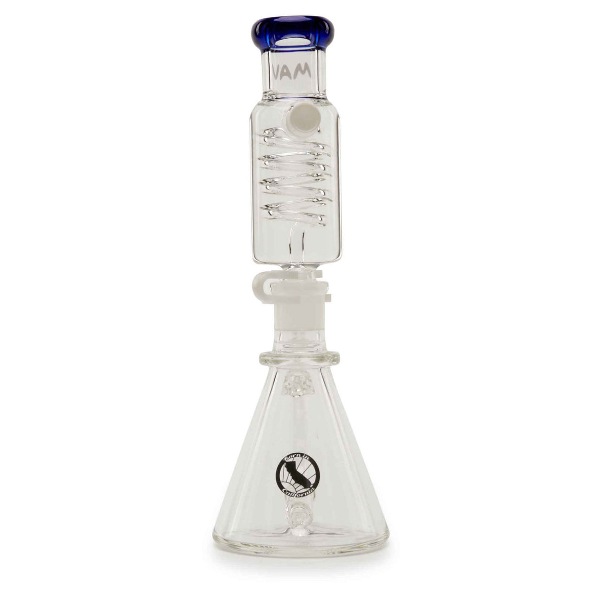 MAV Glass Mini Inline Coil Beaker Blue Back View