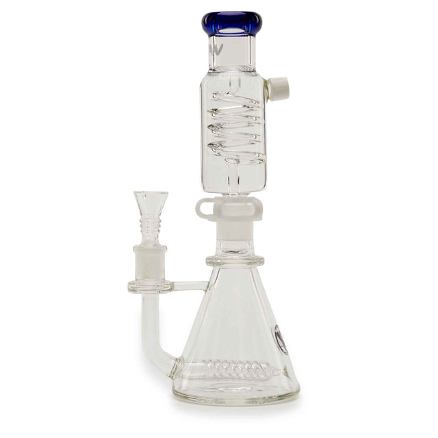 MAV Glass Mini Inline Coil Beaker Blue Side View Left