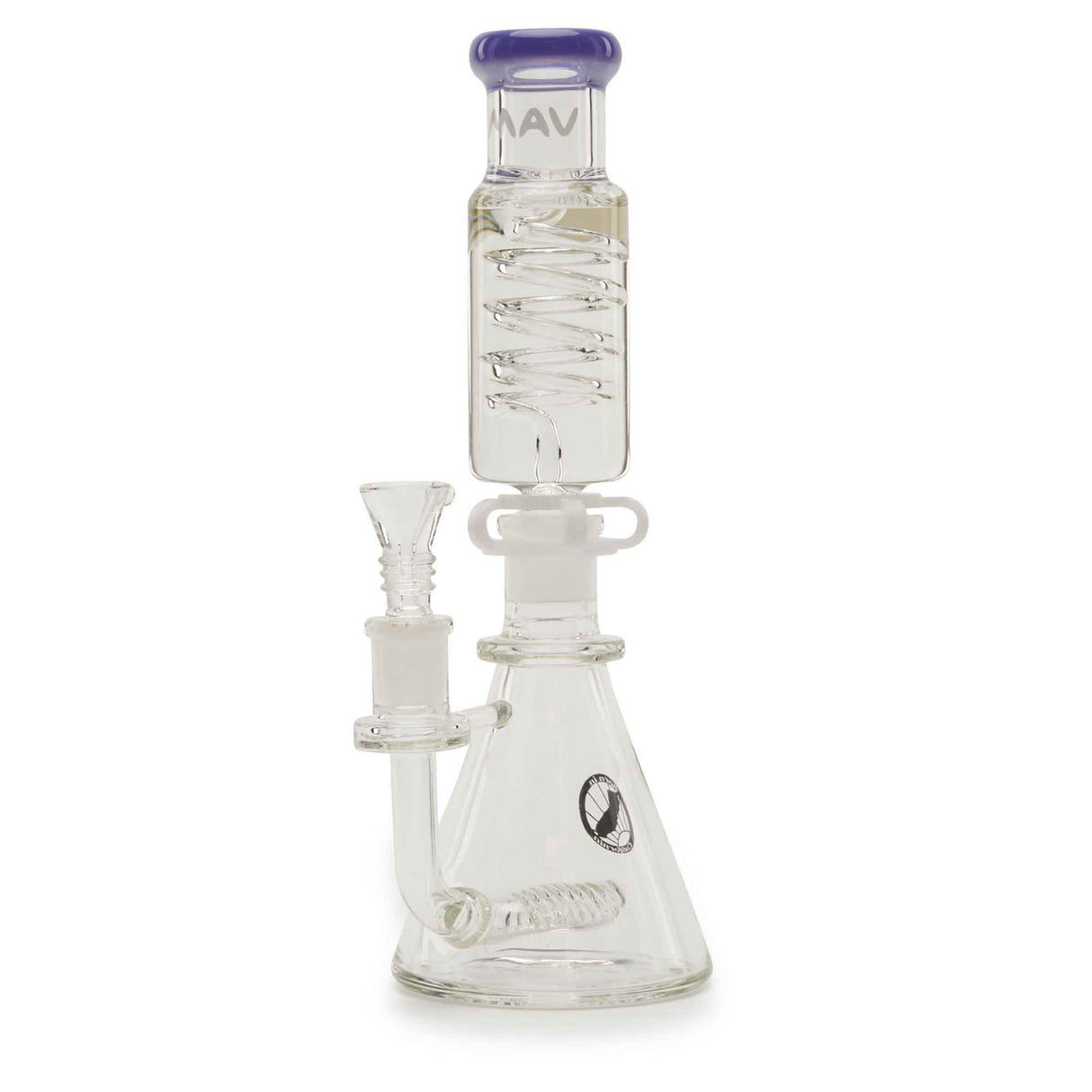 MAV Glass Mini Inline Coil Beaker Purple 3/4 Profile View