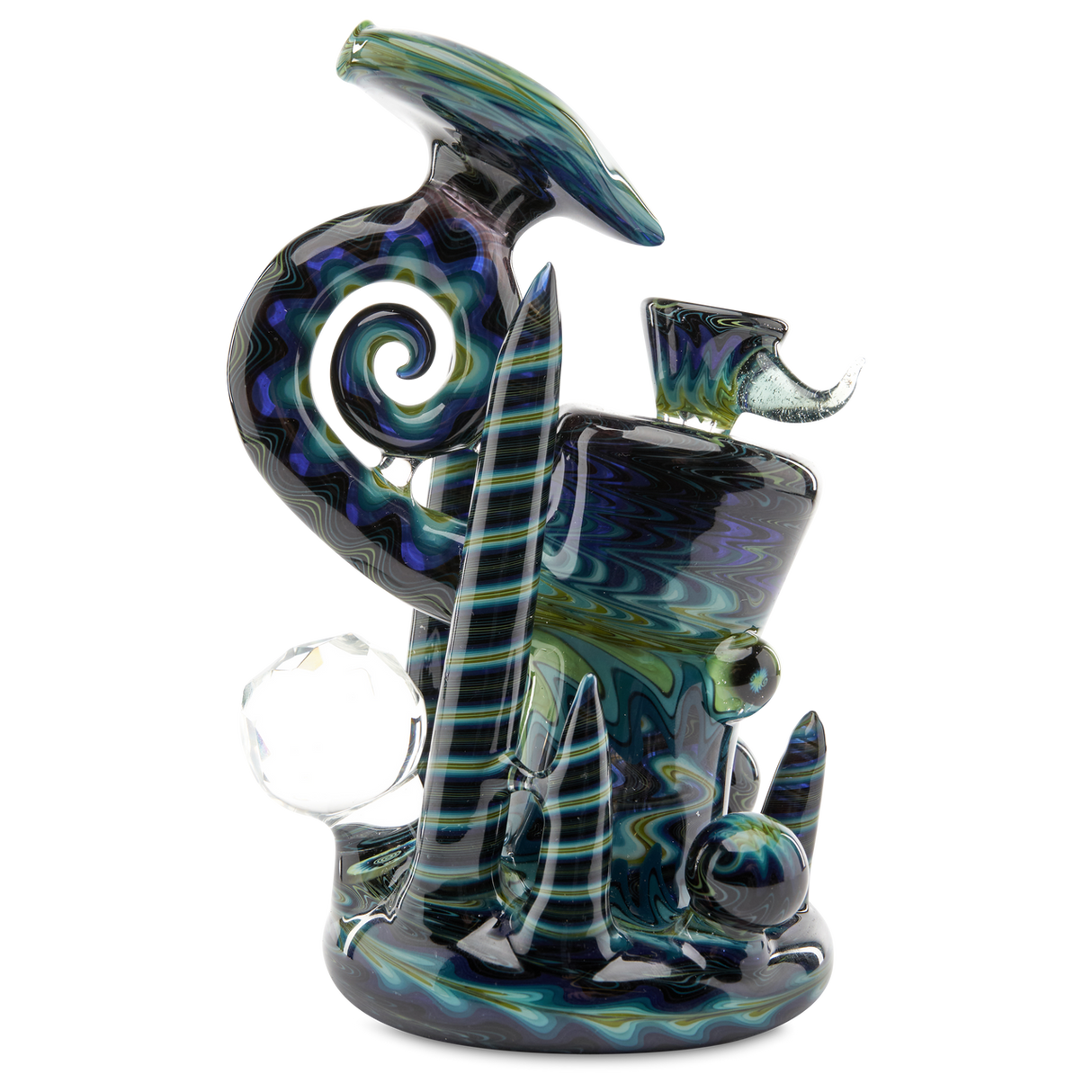Andy G Bubbler Blue Wig Wag one of a kind heady glass pipe