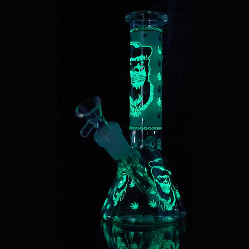 14 Glow-in-the-Dark LV Gorilla Beaker Style Glass Water Pipe