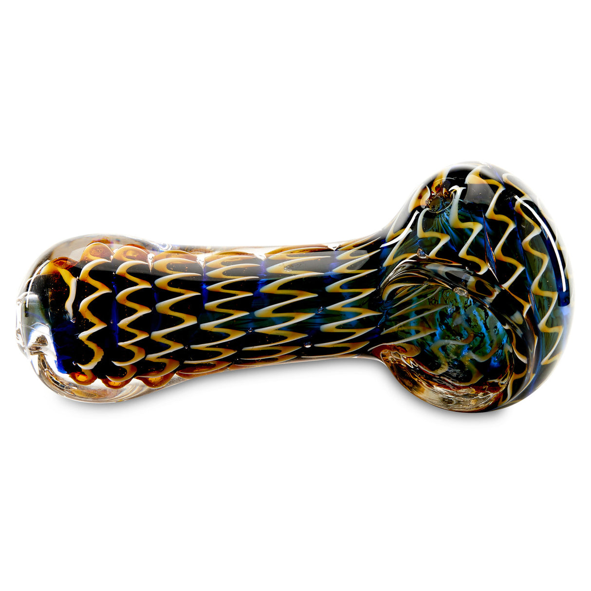 Tiger swirl dry herb spoon pipe side view