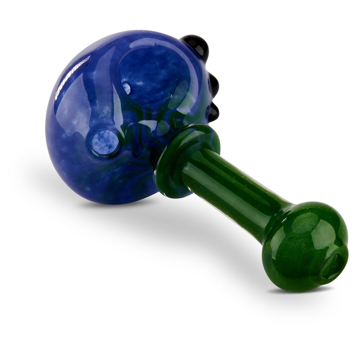 Green and Blue Swirl Hand Pipe Spoon With Grip