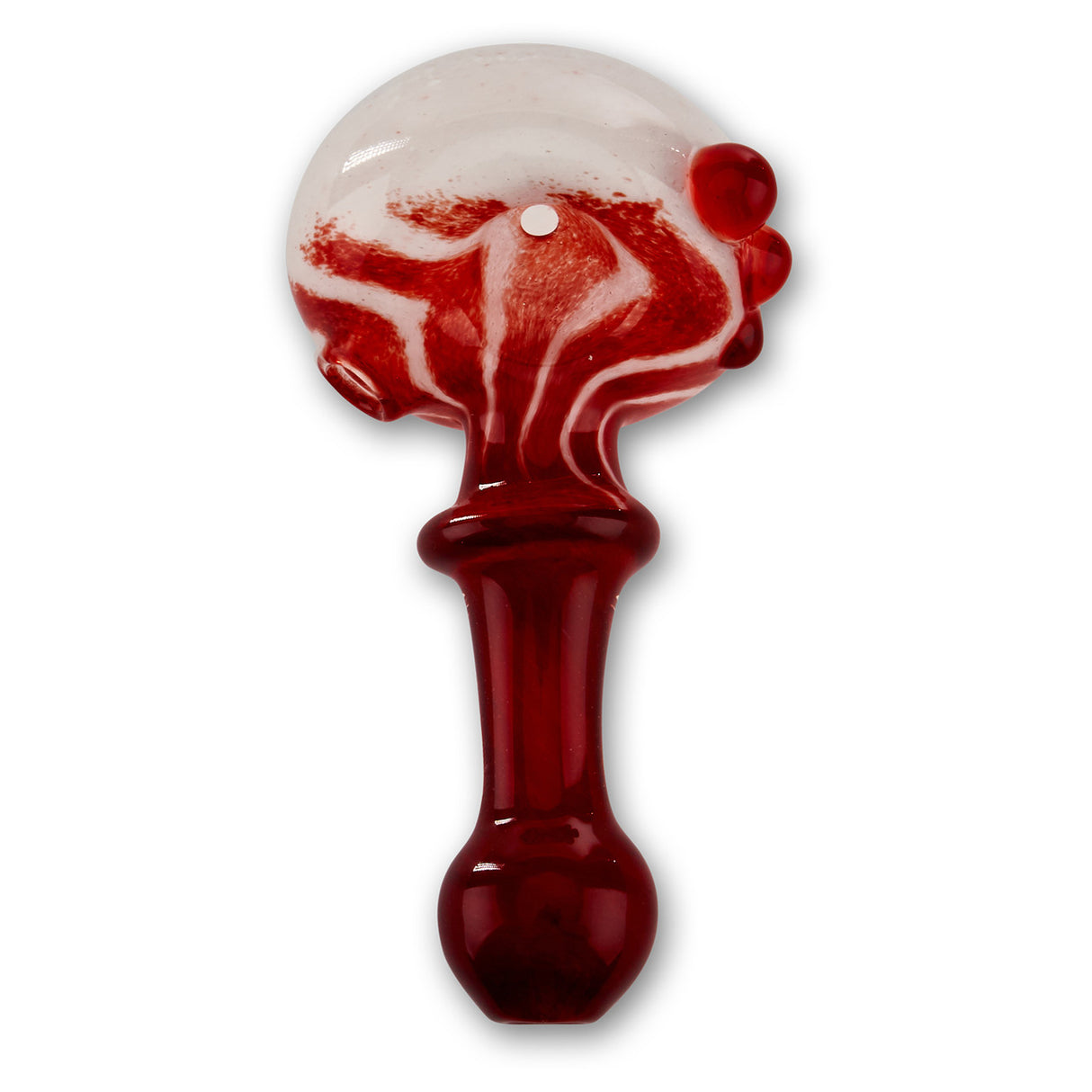 Red and White Swirl Hand Pipe Spoon With Grip