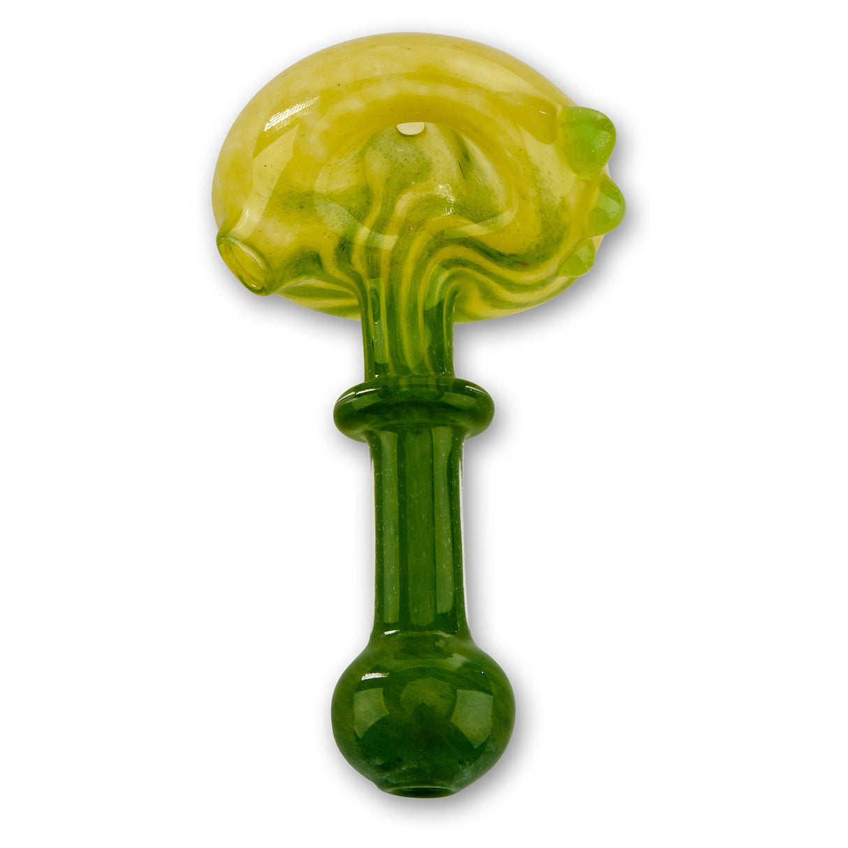 Green and Yellow Swirl Hand Pipe Spoon With Grip