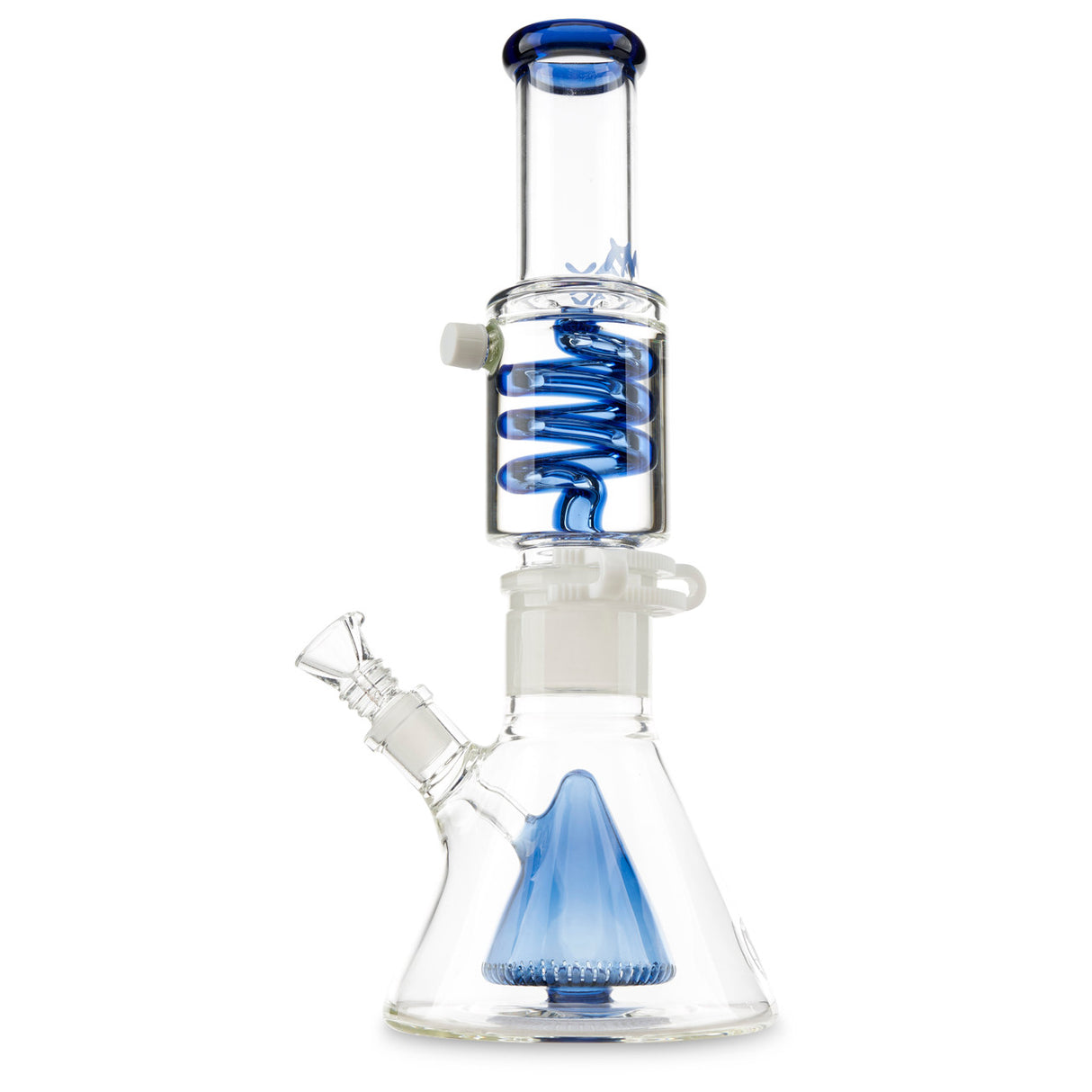 MAV Glass Slitted Pyramid Beaker Coil Ink Blue