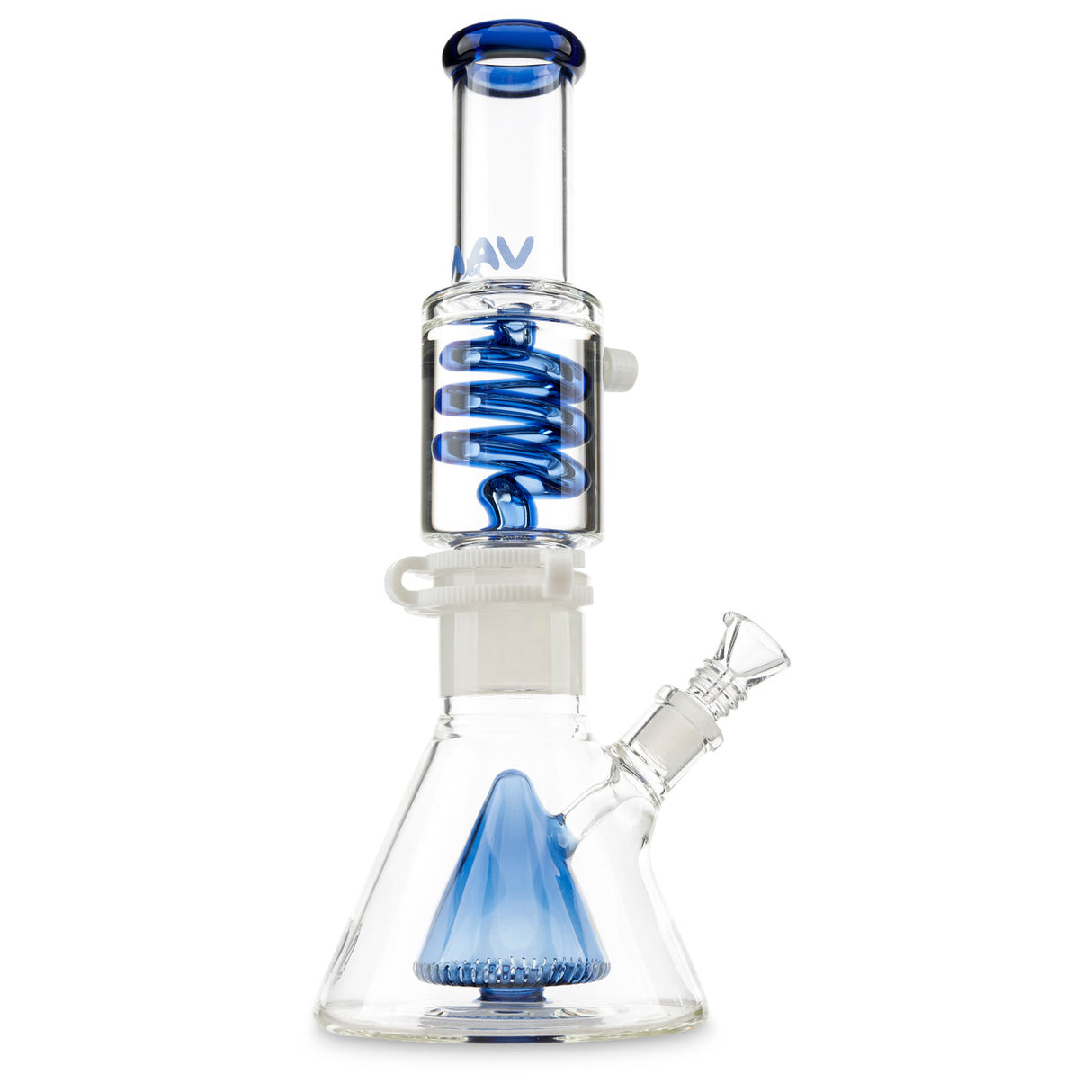 MAV Glass Slitted Pyramid Beaker Coil Ink Blue