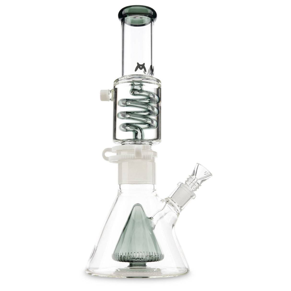 MAV Glass Slitted Pyramid Beaker Coil Transparent Black