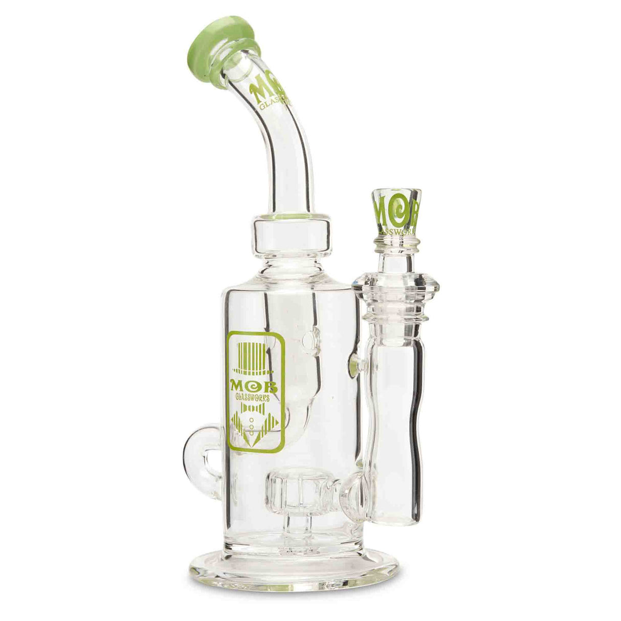 MOB Glass Internal Klein Recycler Rig  Premium Thick Scientific Glass Green Slyme Color