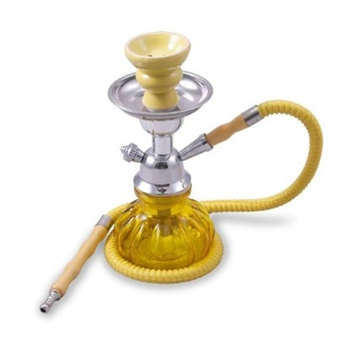 BADSHAH Pumpkin Style Hookah with Yellow Transparent Glass Vase