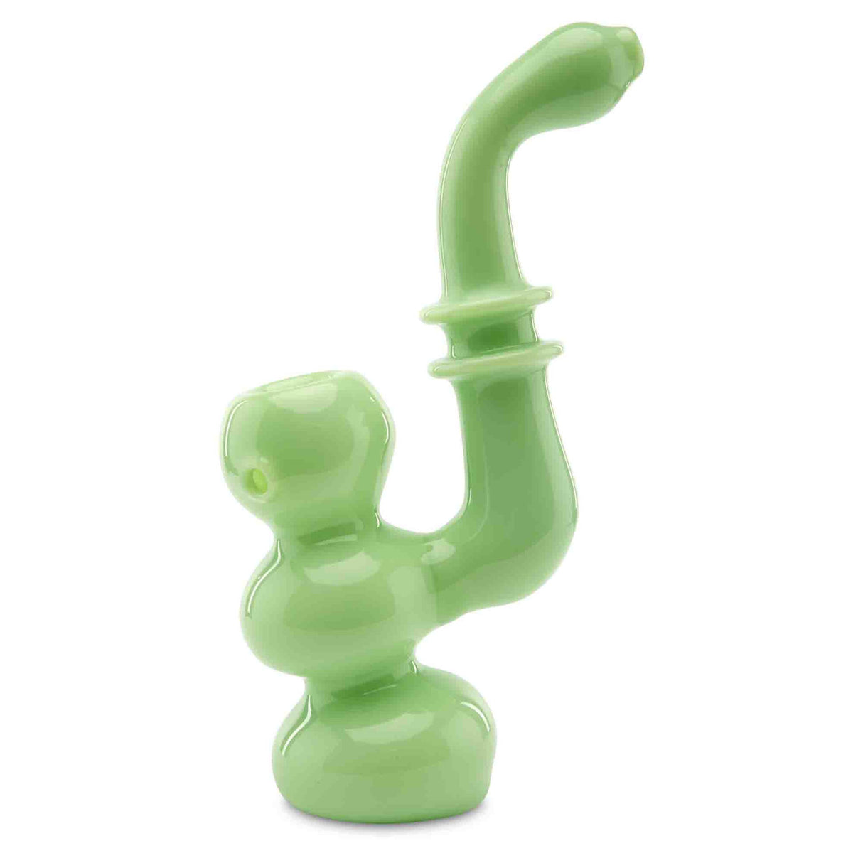 Slime sherlock dry herb glass bubbler hand pipe side view