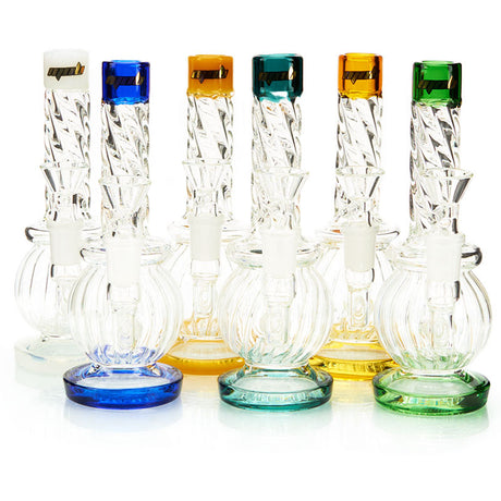 MOB Glass Swirl Hanger Water Pipe with Textured Borosilicate Color Glass