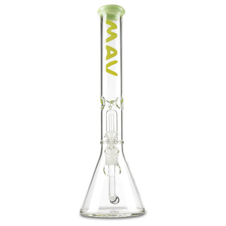 mav glass single ufo beaker water pipe with large beaker base and smooth mint green color accent on mouthpiece