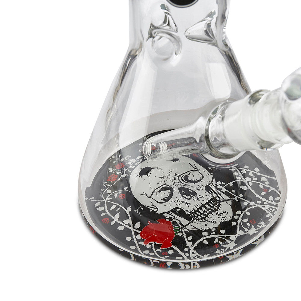 skull & roses 14mm glass bong water pipe for smoking for cheap